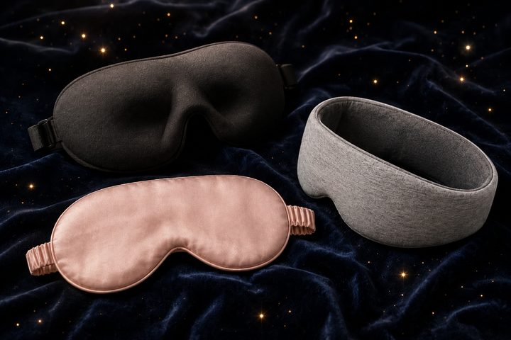 Contoured foam, silk, and Bluetooth sleep masks